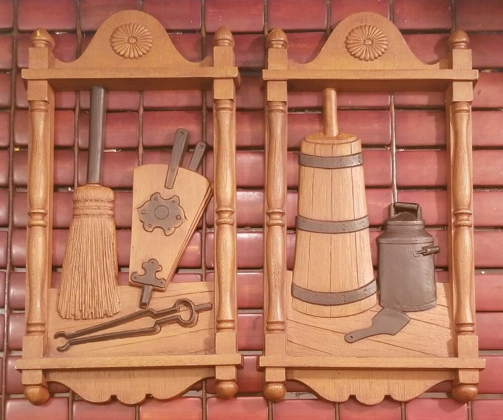 Vintage 1776 DART Inc. Homeco Cottage Core Wall Plaques #7290 A & D 12"x6.5"